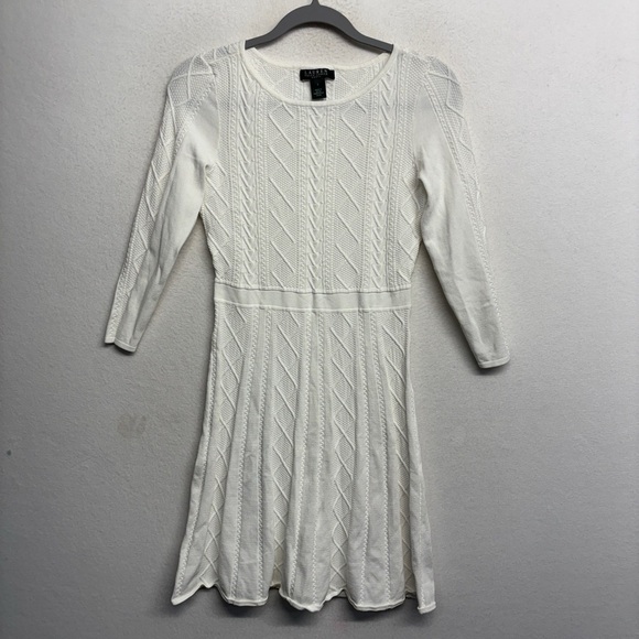 Lauren Ralph Lauren Dresses & Skirts - Lauren Ralph Lauren White Midi Dress 3/4 Sleeve Nylon Blend Stretch